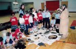 Belinda demonstrates how Plains Indians used common implements.