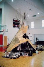 A life-size, hand-built buffalo hide tipi!